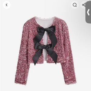 Women's Long Sleeve Sequined Cropped Jacket, O Neck Coat, Female Outerwear,